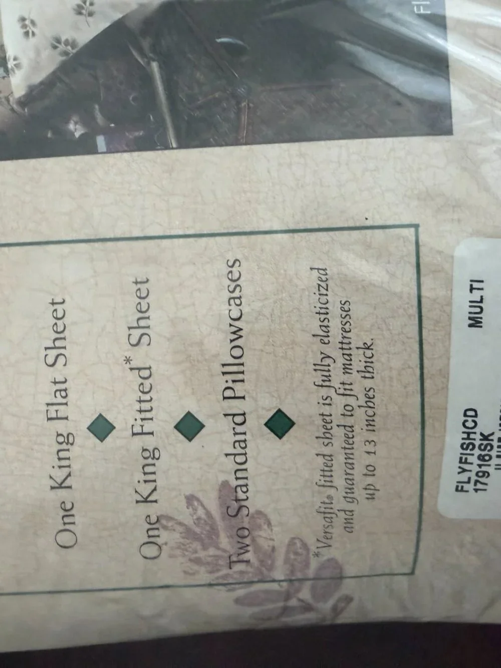 Vintage NorthCrest King Percale Sheet Set Cabin Pine Cone Floral   (BT)